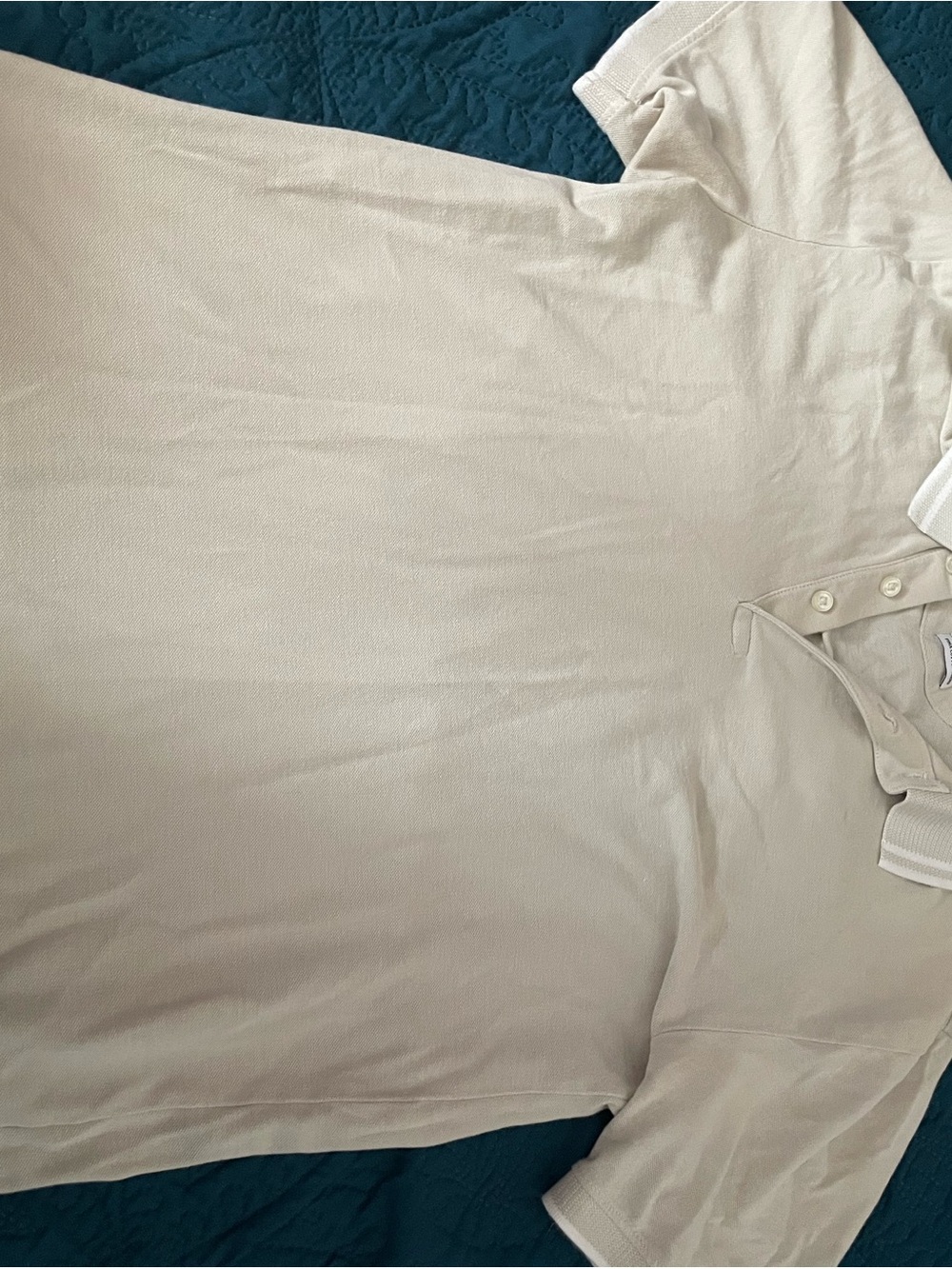 Zara Cream Polo Shirt with Button Placket